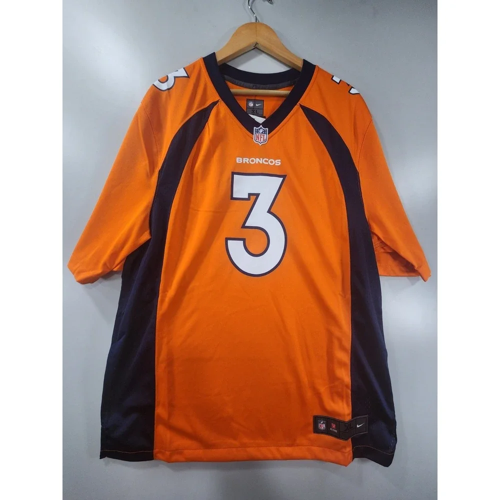 NEW! Russell Wilson #3 Denver Broncos On-Field Game NFL NIKE Jersey Orange XL